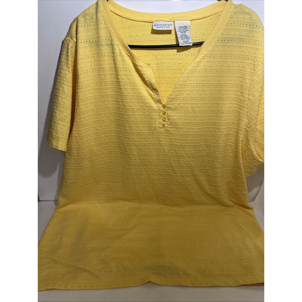 White Stag Women's Plus Size Yellow Textured Shirt 22W/24W